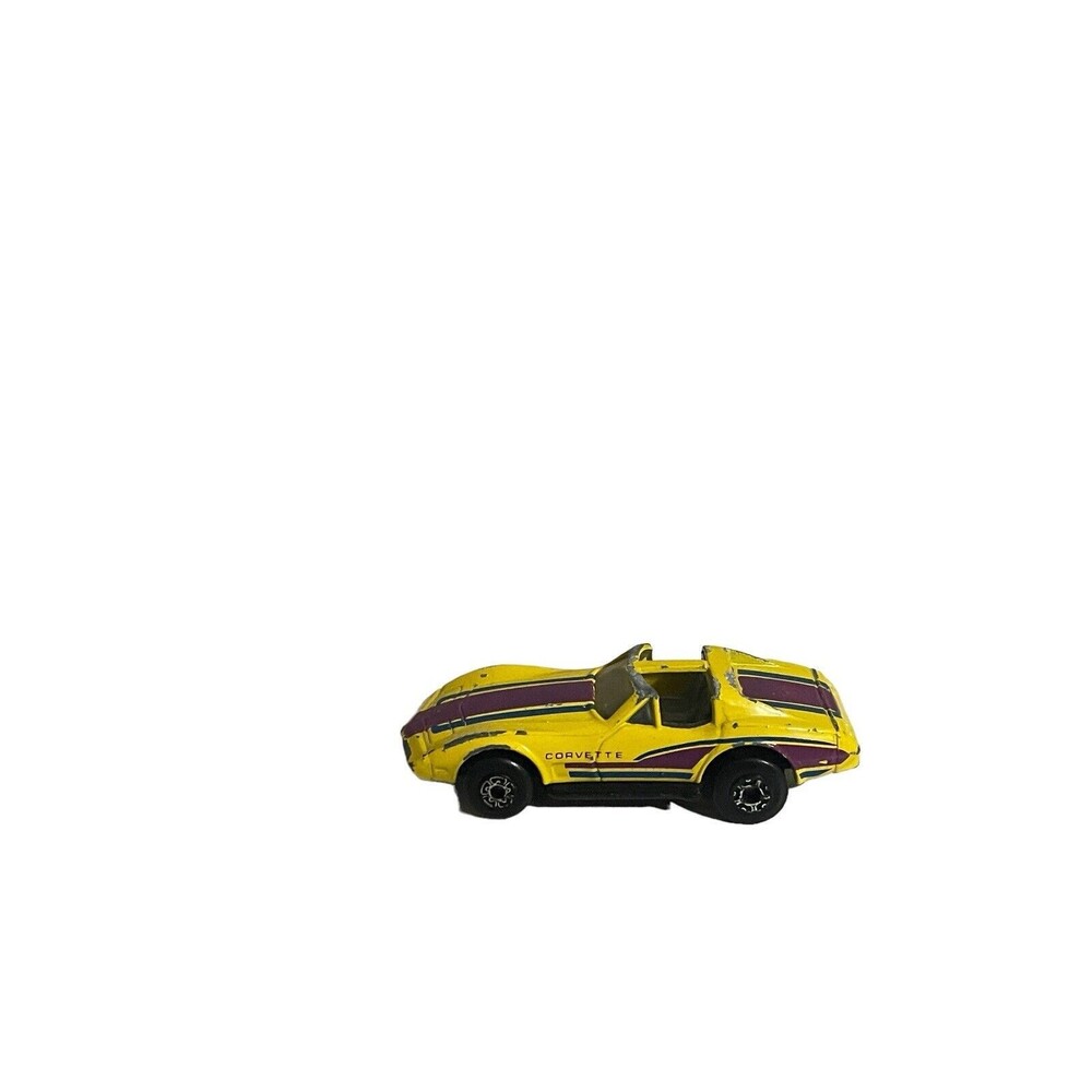 Vintage 1987 Matchbox MB97 Chevrolet Corvette - Yellow w/Purple Stripe T-Roof